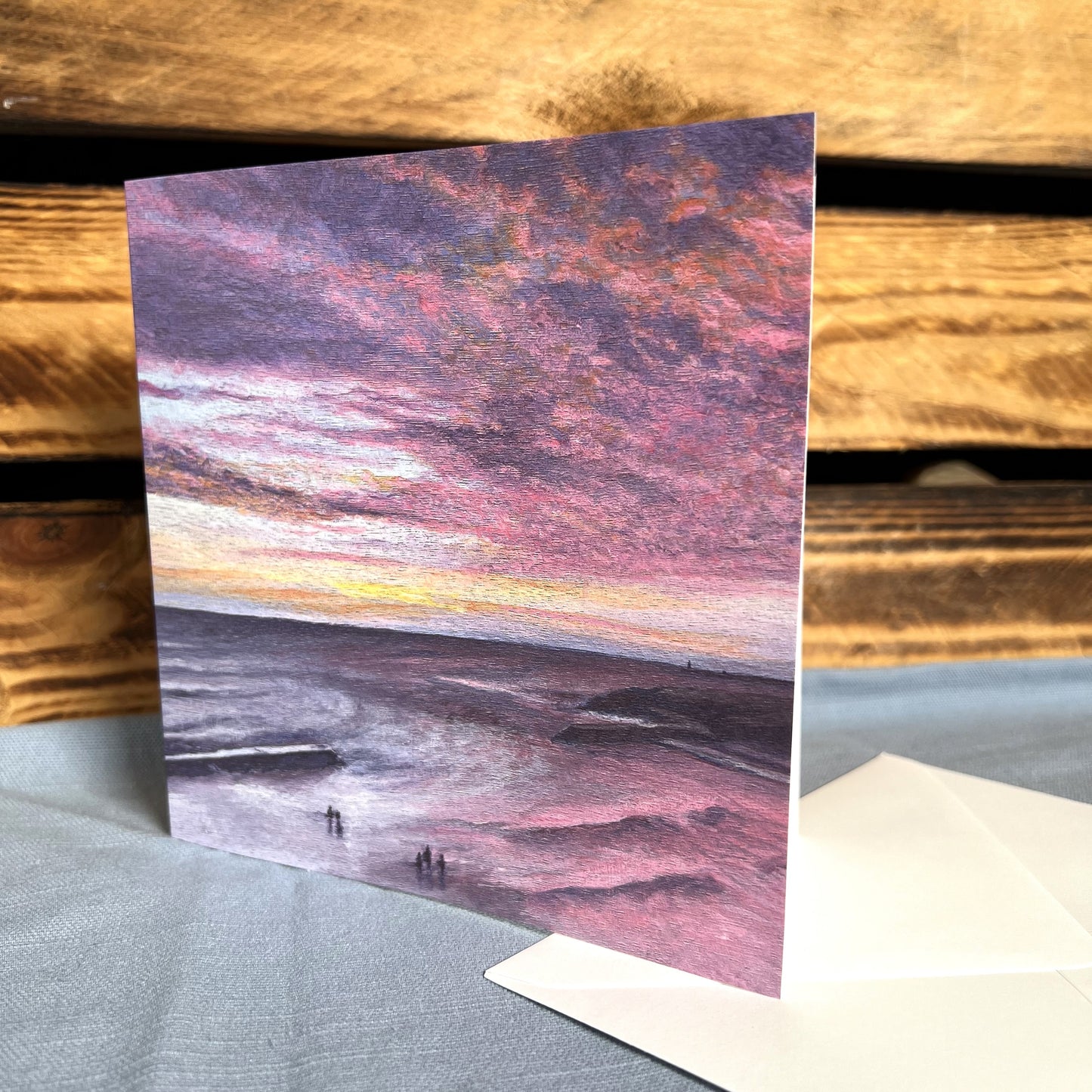 Sea Swimmers at Cullercoats Bay greetings card