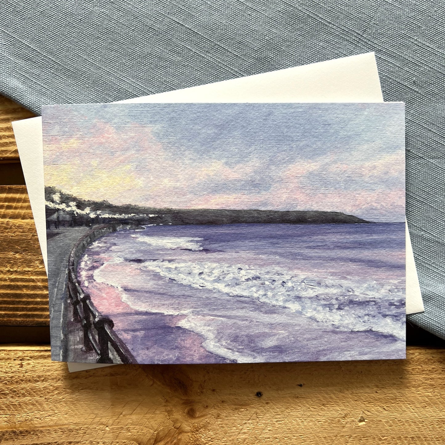 Sunset over Filey Brigg greetings card