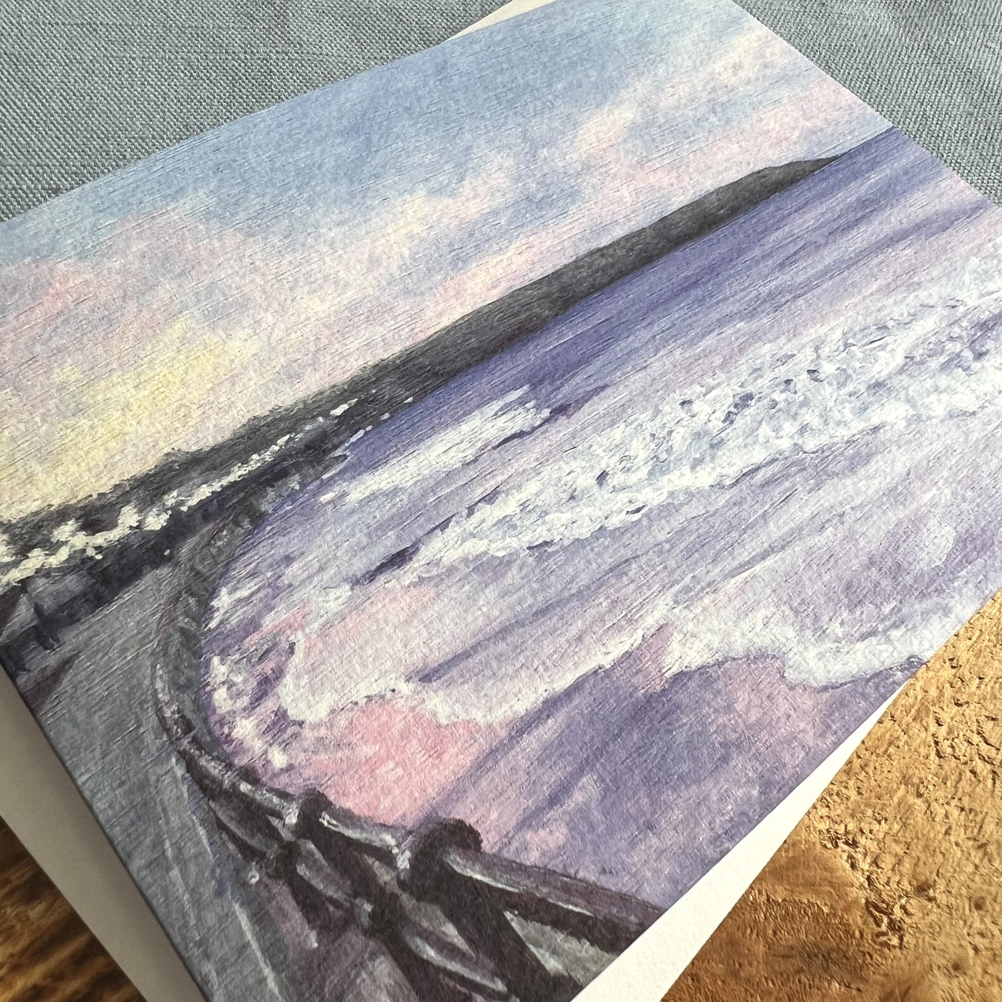 Sunset over Filey Brigg greetings card