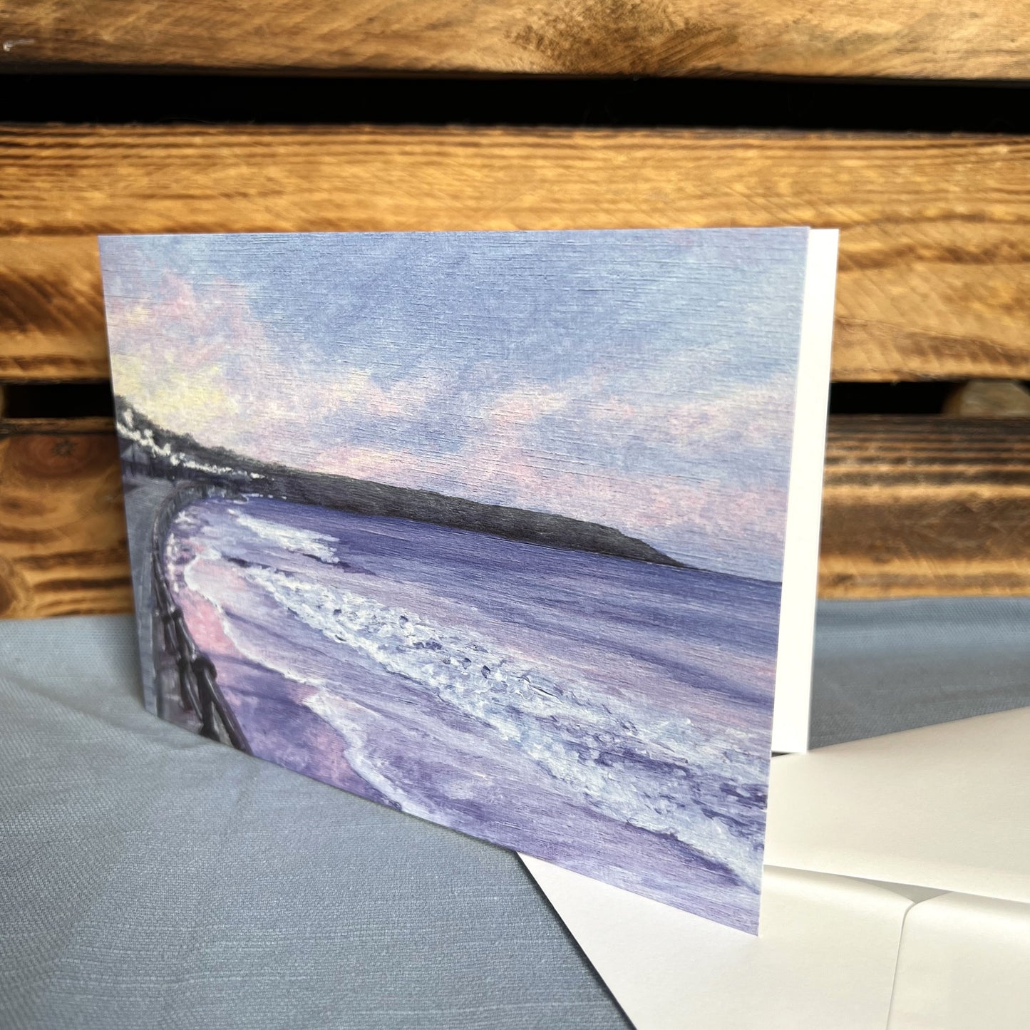 Sunset over Filey Brigg greetings card