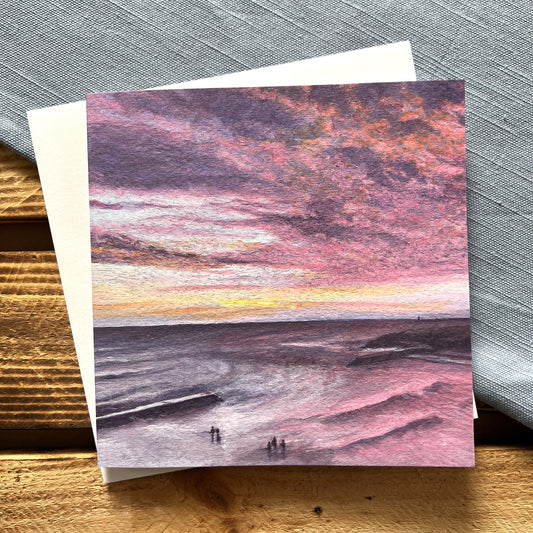 Sea Swimmers at Cullercoats Bay greetings card