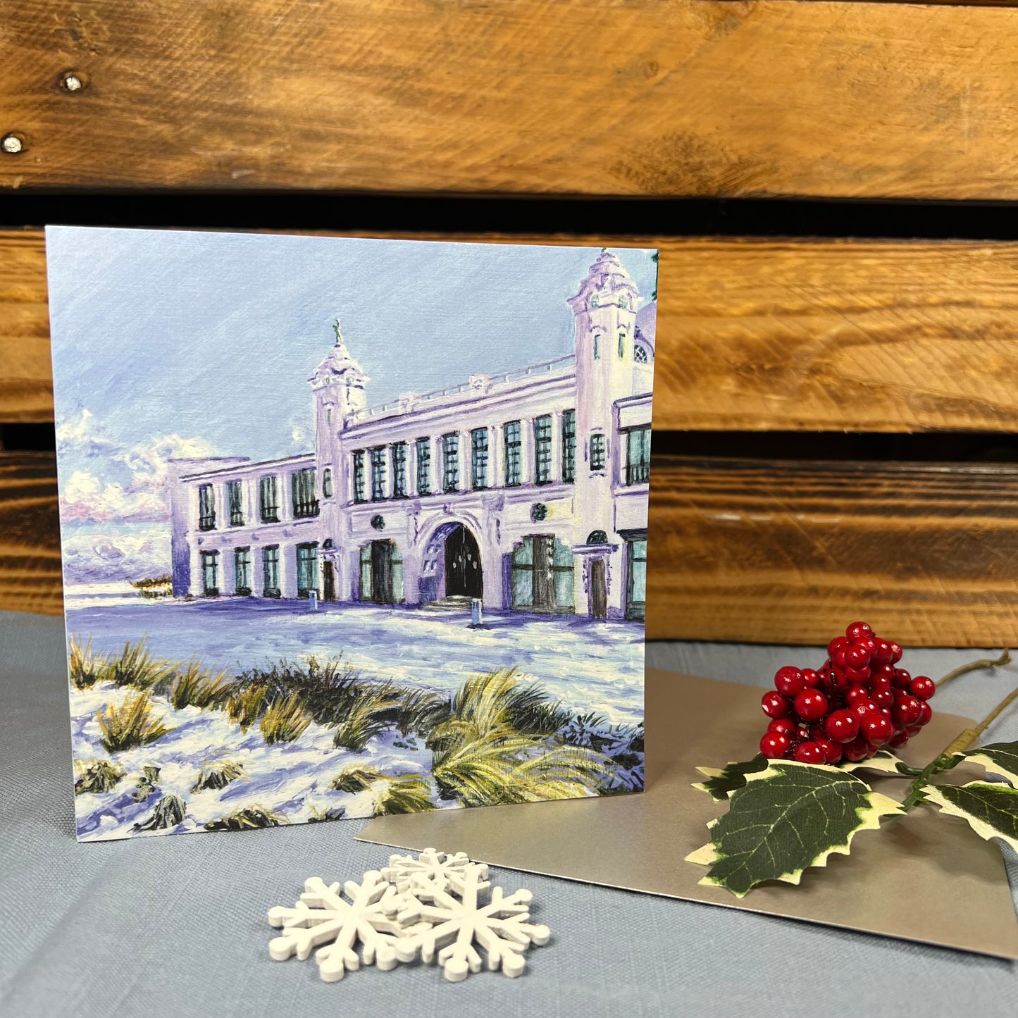 Snow at Spanish City Christmas card