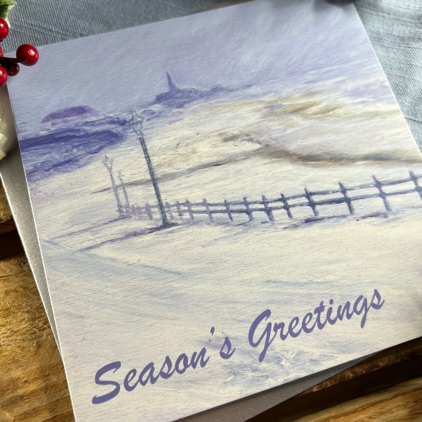 Snow on Longsands Christmas card