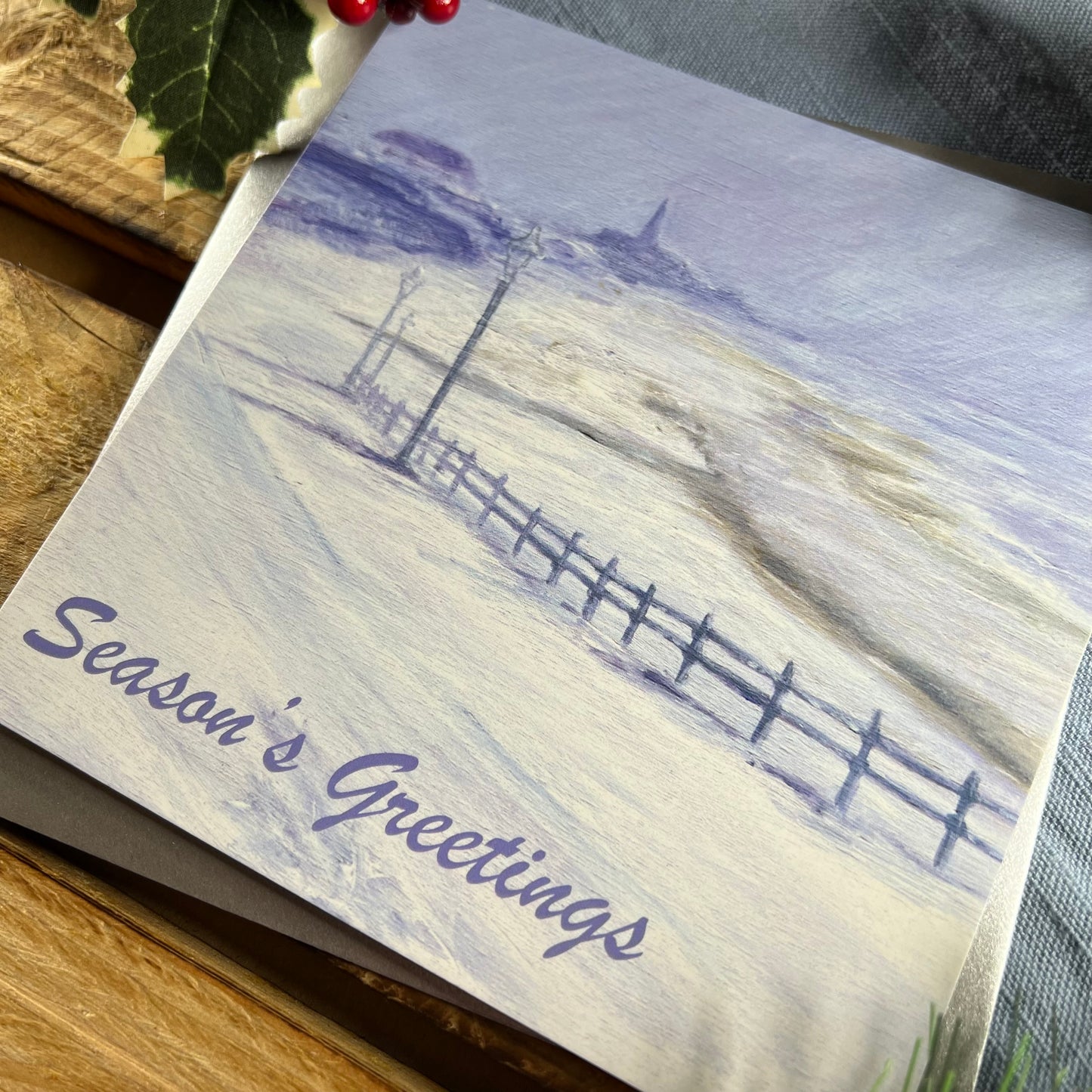 Snow on Longsands Christmas card