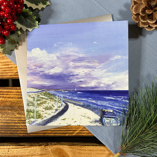 Towards St Mary's Island in Winter Christmas card